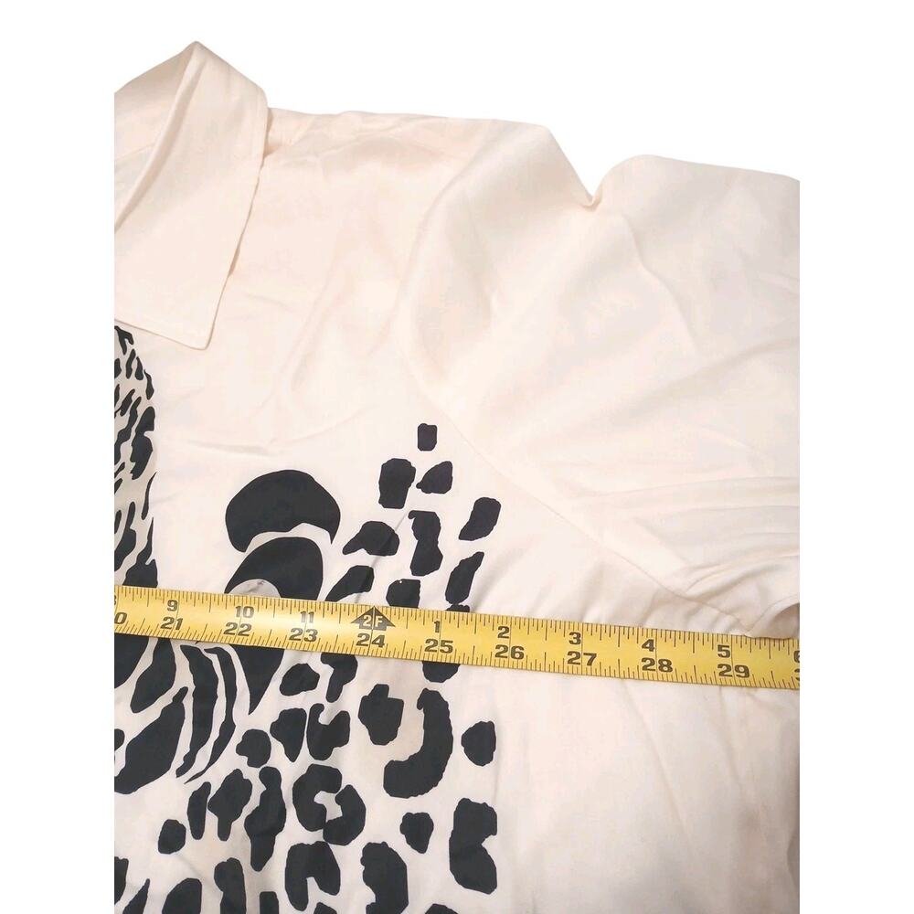 DG2 SILK Cheetah Animal Print Blouse Shirt Sz 3XL Creme Ivory Long Sleeve Luxury - Picture 6 of 12